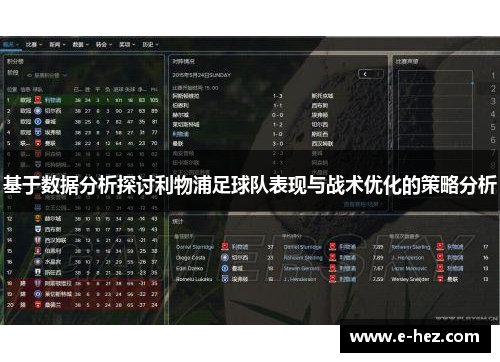 基于数据分析探讨利物浦足球队表现与战术优化的策略分析